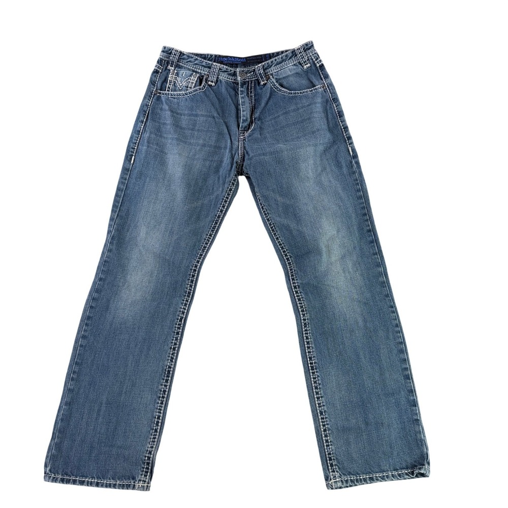 Rock and Roll‎ Cowboy Cannon Straight Loose Leg Jeans Blue Mens 31x32